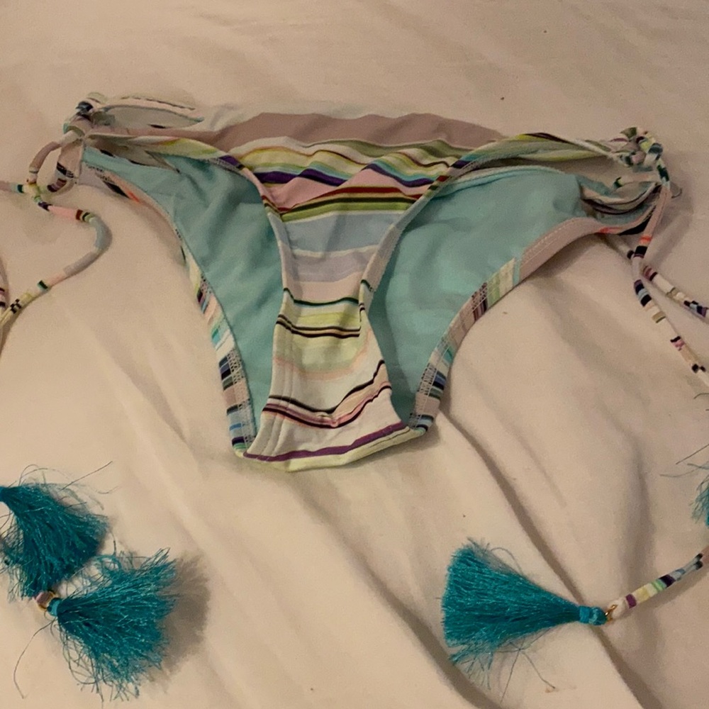 Striped Bikini Bottoms With tassels